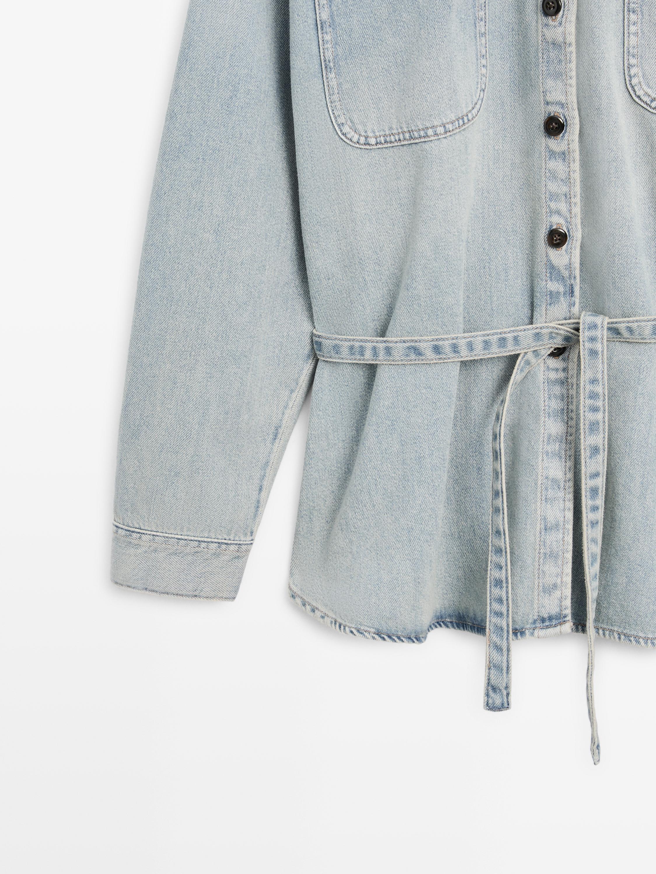 Oversize denim shirt with pocket details